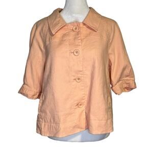 Antonio Melani peach orange short sleeve button front jacket size 12